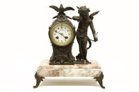 Lot 394 - A late Continental marble and spelter mounted mantel clock