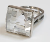 Lot 66 - A Danish single stone rock crystal silver ring