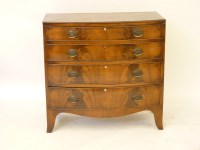 Lot 603 - A 19th century mahogany bow front chest of four long graduated drawers