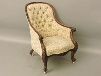 Lot 491 - A Victorian walnut framed armchair