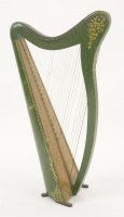 Lot 87 - A green-japanned harp