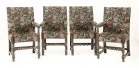 Lot 419 - A set of ten Jacobean-style oak elbow chairs