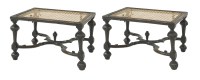 Lot 504 - Two William & Mary-style ebonised footstools