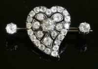 Lot 347 - A diamond set witch's heart bar brooch