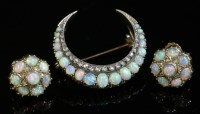 Lot 364 - A late Victorian opal and diamond closed crescent brooch