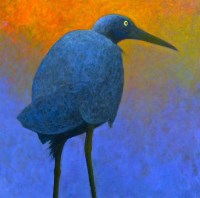 Lot 26 - Gerry Jones (b.1937)
'REEF HERON ON ORANGE AND BLUE'
Acrylic on canvas
60 x 60cm

A wading bird found in the South Pacific and Australasia.