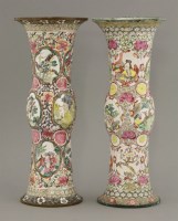 Lot 176 - A pair of famille rose Canton enamel Beaker Vases