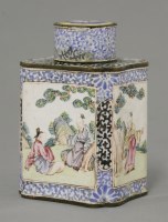 Lot 177 - A famille rose Canton enamel Tea Caddy and Cover