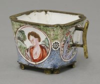 Lot 179 - A famille rose Canton enamel small square Cup
