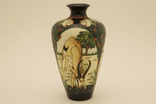 Lot 1211 - A Moorcroft pottery 'Springbok' vase