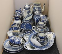 Lot 1293 - A large quantity of late 18th century and 19th century blue and transfer printed tea wares