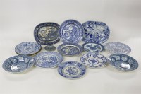 Lot 1489 - A quantity of 18th/19th century blue and white transfer printed pottery plates