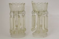 Lot 1548 - A pair of Victorian cut glass table lustres