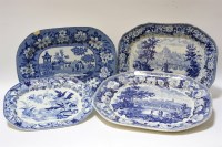 Lot 1554 - Four Victorian blue and white meat plates