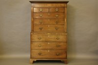 Lot 560 - A George lll mahogany and oak inlaid chest on chest