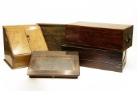 Lot 260 - A Victorian walnut desk box with a pair of ink wells