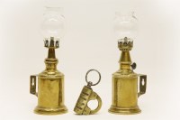 Lot 143 - Two late 19th century French brass oil pigeon lamps
