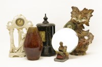 Lot 341 - Two pottery clock groups