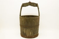 Lot 1011 - A very old well bucket of coopered form