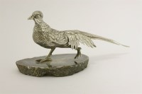 Lot 409 - A silver model of a strutting pheasant on a blue lace agate stand
