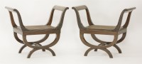 Lot 512 - A pair of Italian mahogany X-frame stools