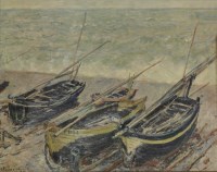 Lot 8 - After Claude Monet
'BOATS ON A BEACH'
Coloured print
53 x 67cm;
together with three coloured prints of boat scenes (4)