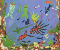 Lot 28 - Will Murray
'TROPICAL FISH'
Oil on canvas
50 x 81cm;
together with a watercolour by Susan Reyn (2)