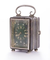 Lot 232 - A silver and tortoiseshell carriage clock