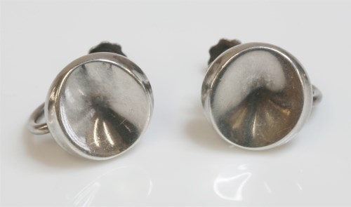 Lot 71 - A pair of sterling silver earrings by Georg Jensen No. 136D