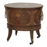 Lot 441 - A George III inlaid mahogany oval wine cooler