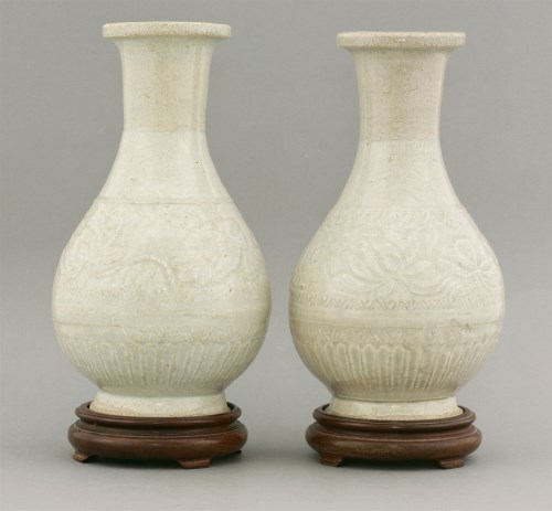 Lot 11 - A good pair of Qingbai Vases