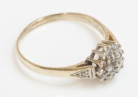 Lot 1010 - A 9ct gold diamond cluster ring