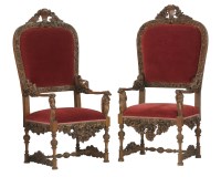 Lot 488 - A pair of Italian walnut throne chairs