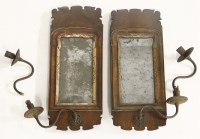 Lot 486 - A pair of walnut and gesso girandole mirrors