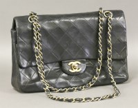 Lot 189 - A Chanel Classic Coco Black Quilted Lamb 2.55 Double Flap Bag Purse