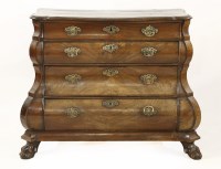 Lot 577 - A Dutch mahogany bombé commode