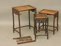 Lot 619 - Three Chinese carved hardwood coffee tables