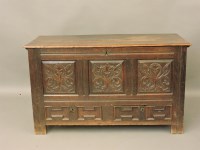 Lot 587 - A 17th century oak coffer