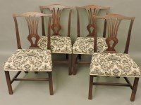 Lot 667 - Four Chippendale period mahogany single dining chairs