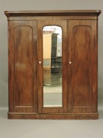 Lot 768 - A Victorian mahogany three door wardrobe