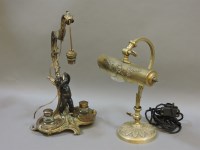 Lot 390 - A bronze cherub inkstand/table lamp