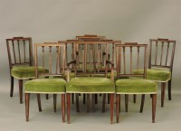 Lot 562 - A set of eight Sheraton style mahogany dining chairs