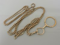 Lot 14 - A 9ct gold belcher guard chain