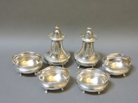 Lot 73 - ##A pair of silver three piece cruet sets