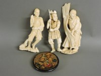 Lot 106 - Three Japanese carved ivory figures