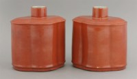 Lot 94 - A pair of coral-red Tea Canisters