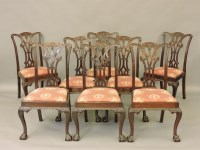 Lot 388 - A set of eight Chippendale style mahogany dining chairs