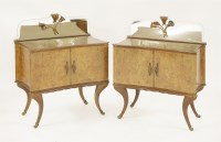 Lot 426 - A pair of Italian burr walnut bedside cabinets