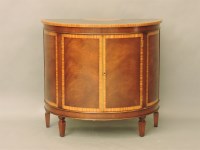 Lot 407 - A reproduction strung crossbanded and inlaid  mahogany bowfront side cabinet