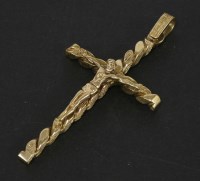 Lot 98 - A large 9ct gold crucifix with textured bale